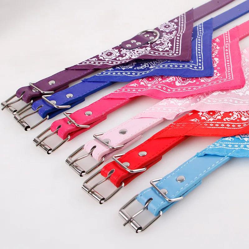 Adjustable Leather Dog Bandana