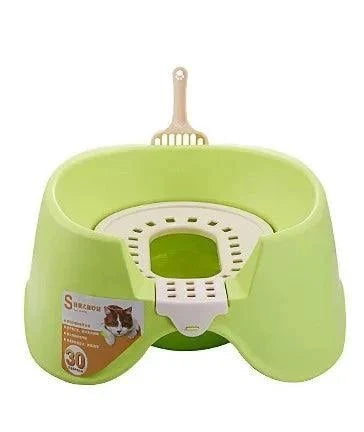 Squatting Cat Litter BoxDescription:
Make your cat’s bathroom experience more comfortable with this semi-enclosed, double-deck litter box. Easy to clean and designed for hygiene, it keeps Regal Pet PalaceRegal Pet PalaceSquatting Cat