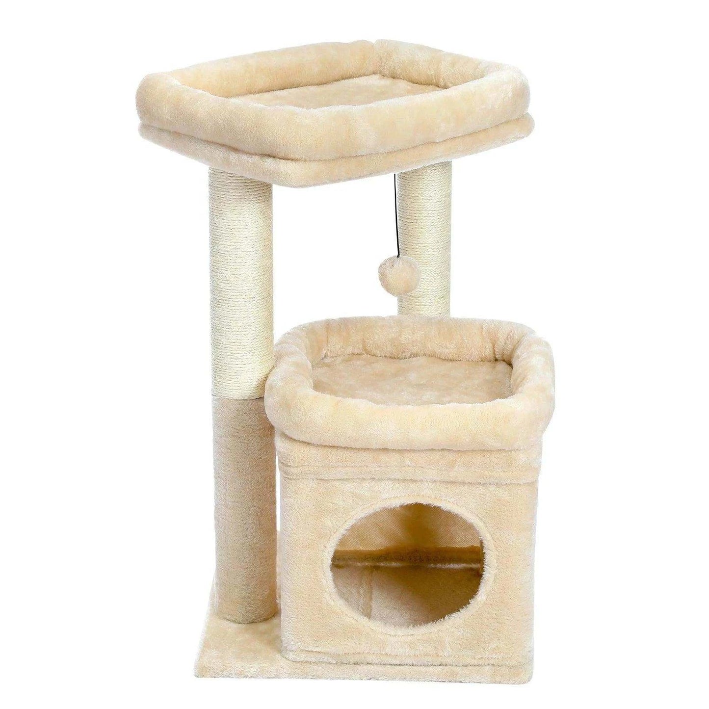Cozy Cat Tower CondoDescription:
Give your cat the ultimate playground with this cozy cat tower! Featuring a private condo, sisal scratching posts, and a plush pom-pom for endless enteRegal Pet PalaceRegal Pet PalaceCozy Cat Tower