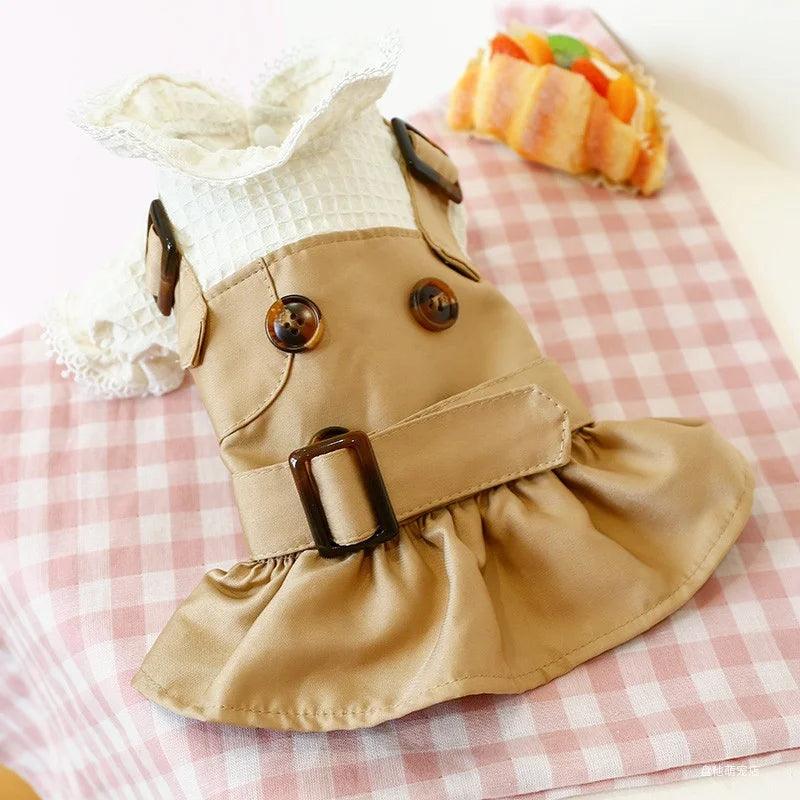 Khaki Button Pet Skirt