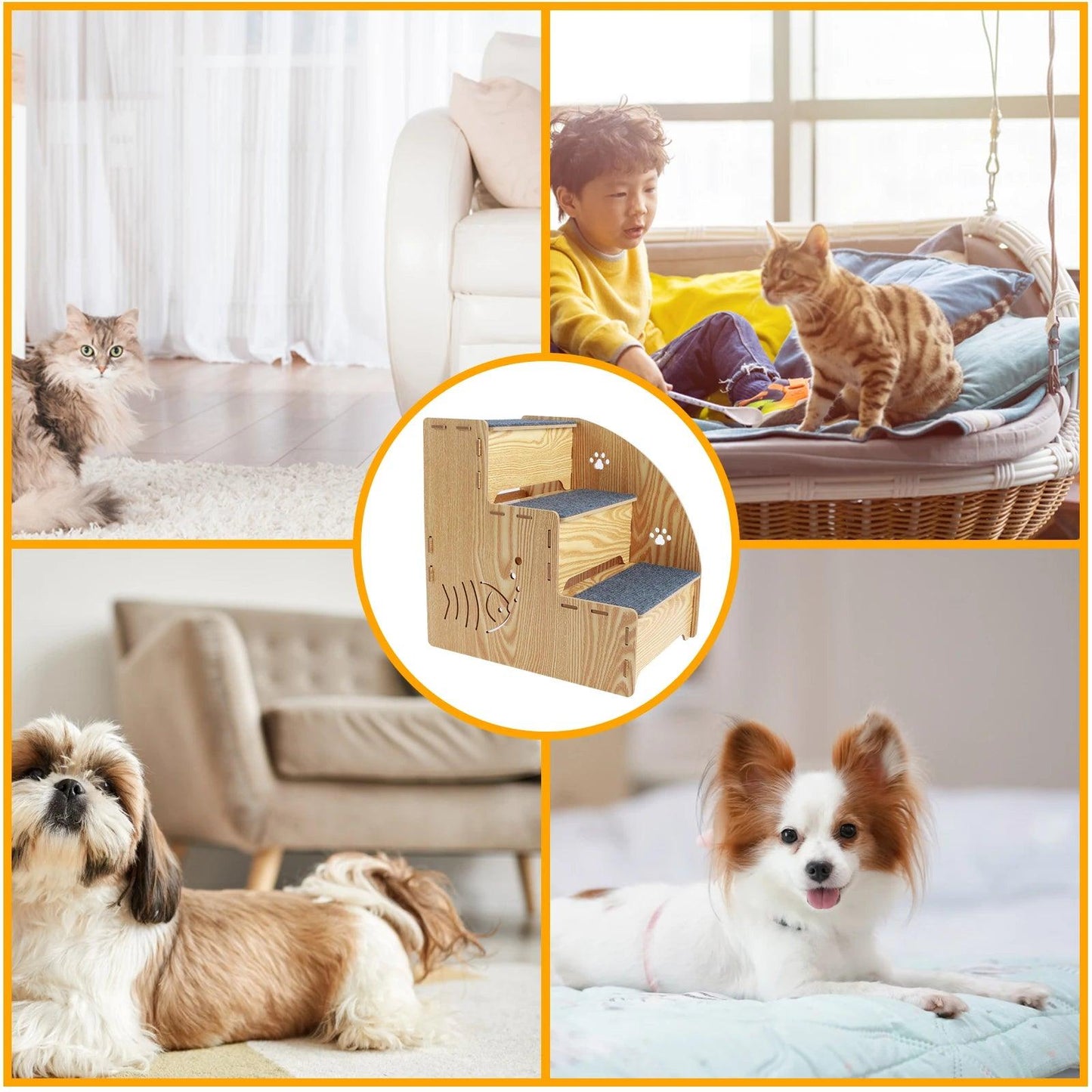 3-Tier Pet Stairs for Dogs