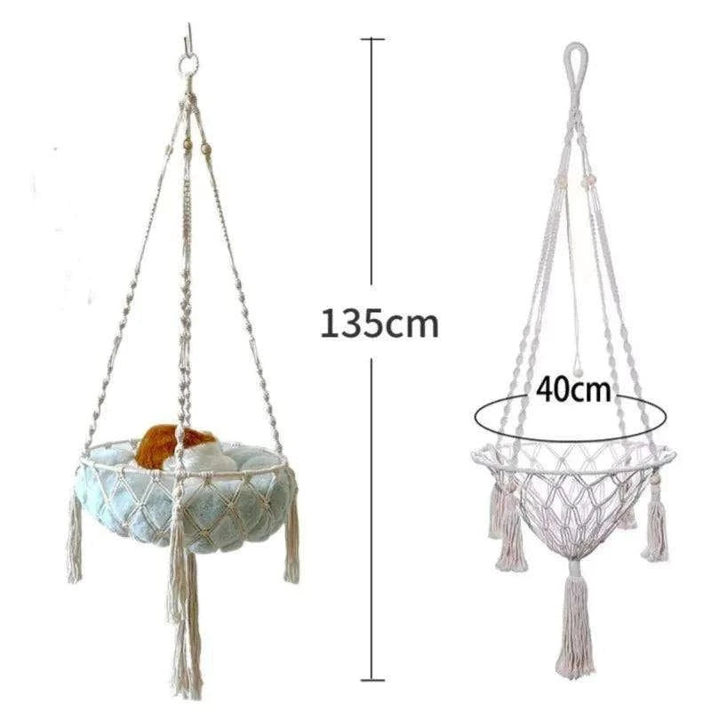 Cozy Cat Hammock SwingDescription:
Give your cat the ultimate lounging spot with this hand-woven hammock. Perfect for relaxation and play, this cozy swing will become your pet's favoriteRegal Pet PalaceRegal Pet PalaceCozy Cat Hammock