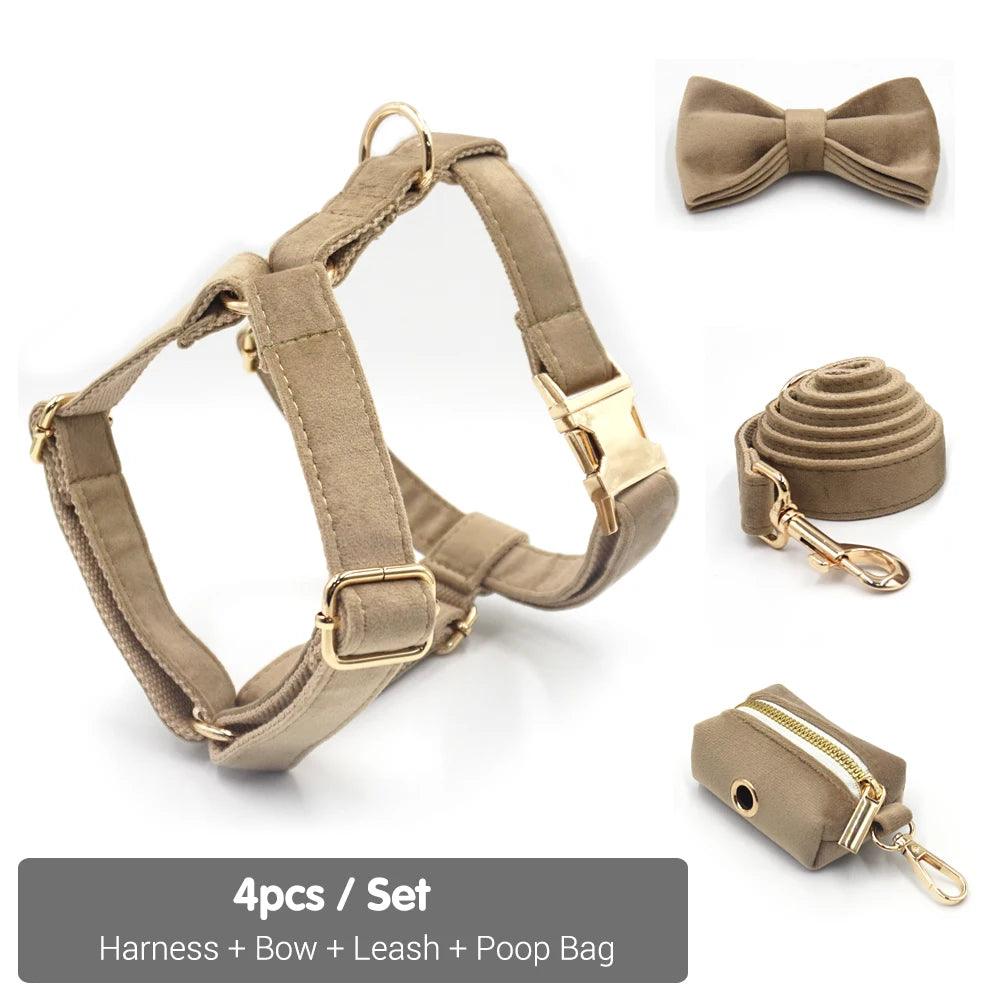 Soft Velvet Pet Harness Set