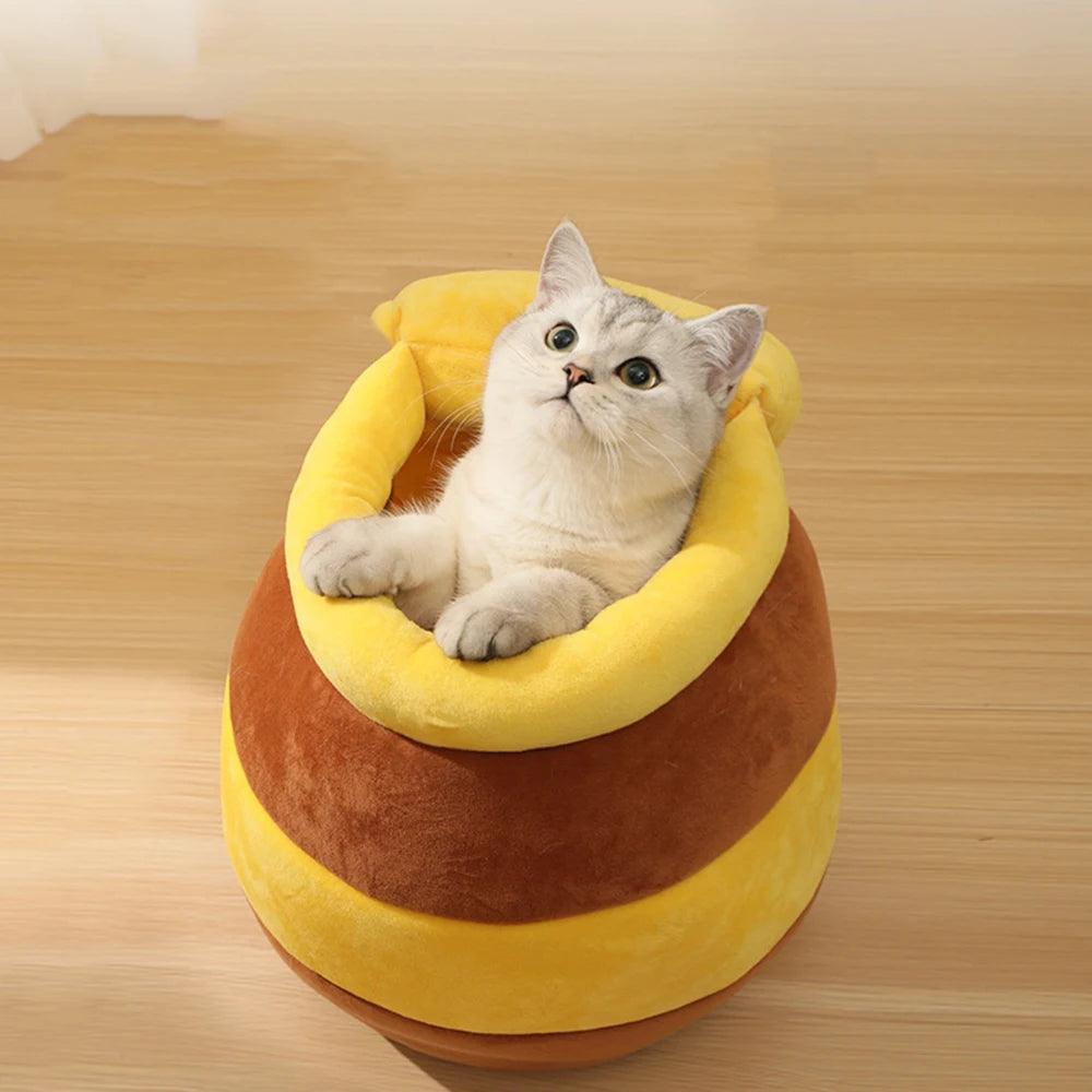 Cozy Honey Jar Cat Bed