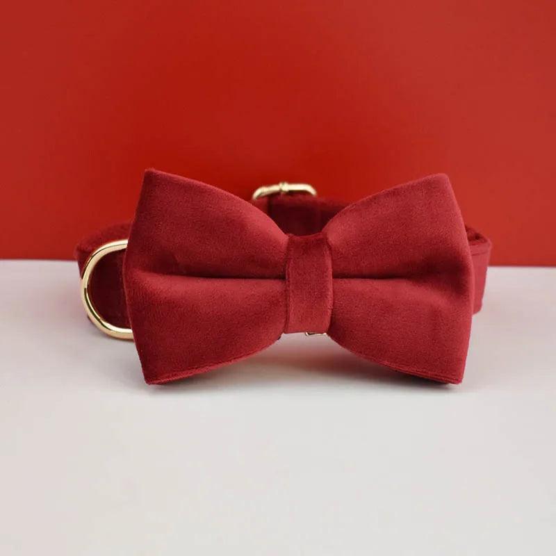 Cherry Red Velvet Dog Set