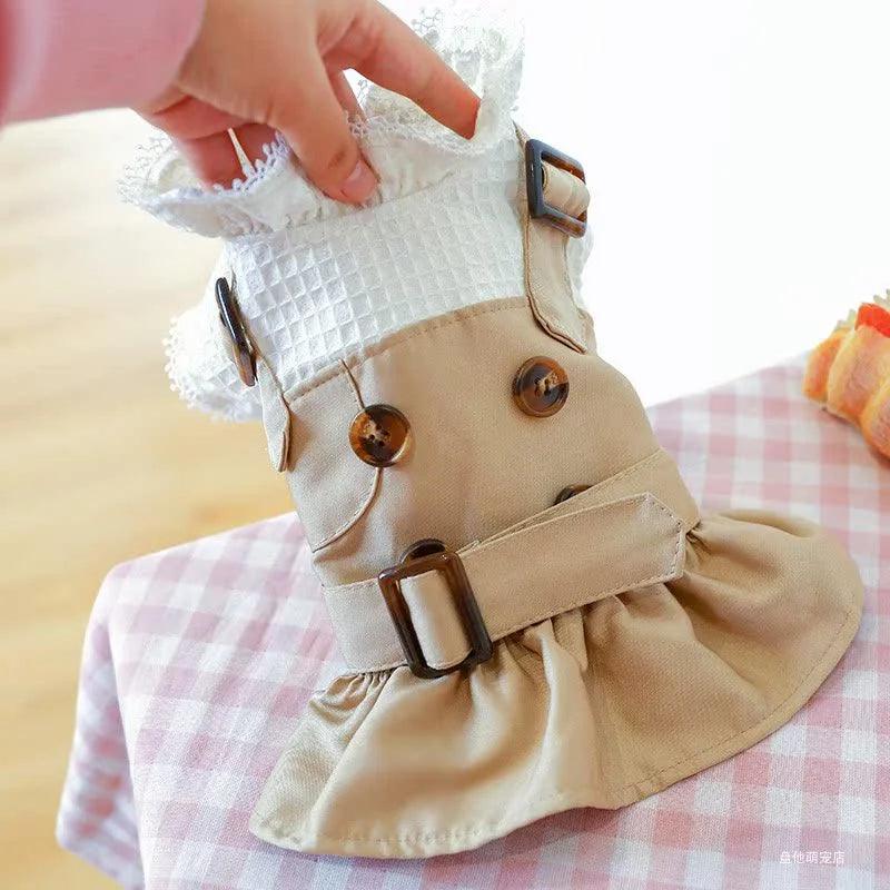 Khaki Button Pet Skirt