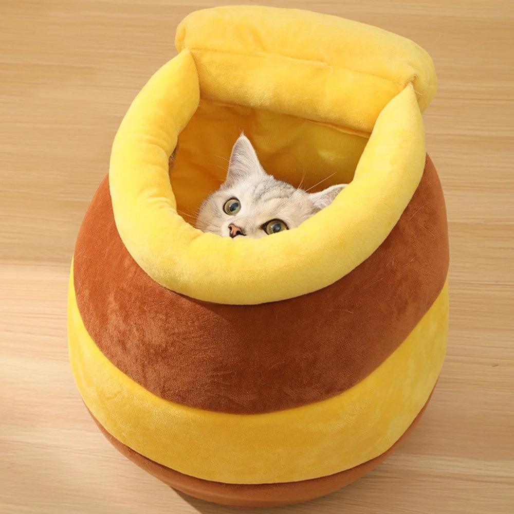 Cozy Honey Jar Cat Bed