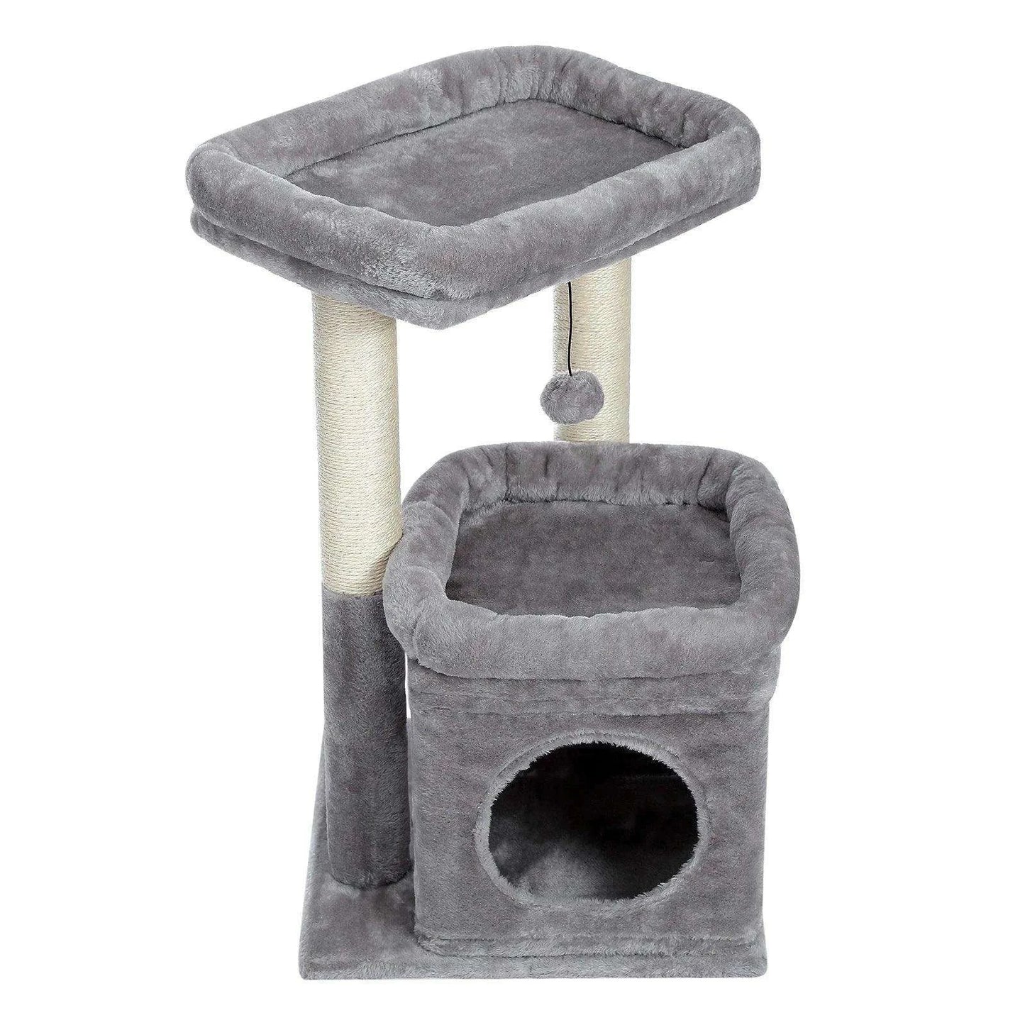 Cozy Cat Tower CondoDescription:
Give your cat the ultimate playground with this cozy cat tower! Featuring a private condo, sisal scratching posts, and a plush pom-pom for endless enteRegal Pet PalaceRegal Pet PalaceCozy Cat Tower