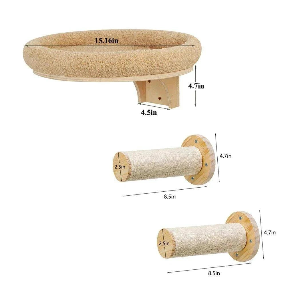 Wall-Mounted Cat Climbing LadderDescription:
Give your cat the ultimate climbing adventure with this stylish wall-mounted ladder and hammock combo. Perfect for active cats who love to explore and Regal Pet PalaceRegal Pet PalaceWall-Mounted Cat