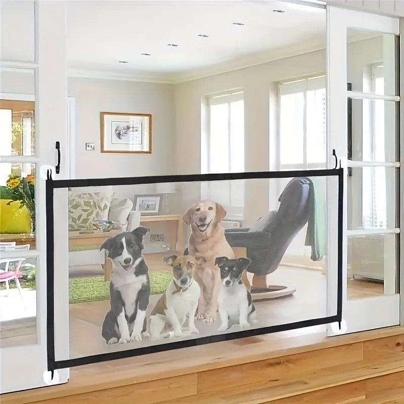 Folding Pet Safety BarrierDescription:
Create a safe zone for your pet! This breathable, foldable mesh fence with hooks is perfect for blocking stairs and doorways, giving your dog a secure Regal Pet PalaceRegal Pet PalaceFolding Pet Safety