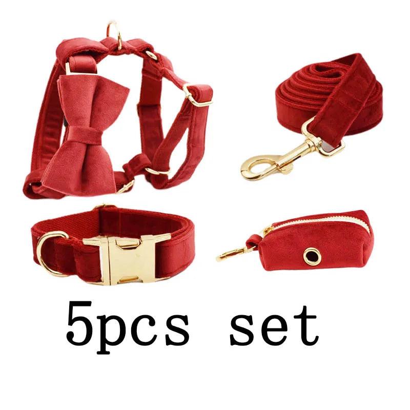 Cherry Red Velvet Dog Set