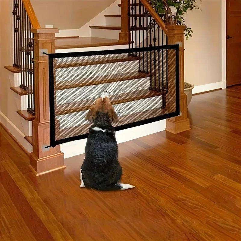 Folding Pet Safety BarrierDescription:
Create a safe zone for your pet! This breathable, foldable mesh fence with hooks is perfect for blocking stairs and doorways, giving your dog a secure Regal Pet PalaceRegal Pet PalaceFolding Pet Safety