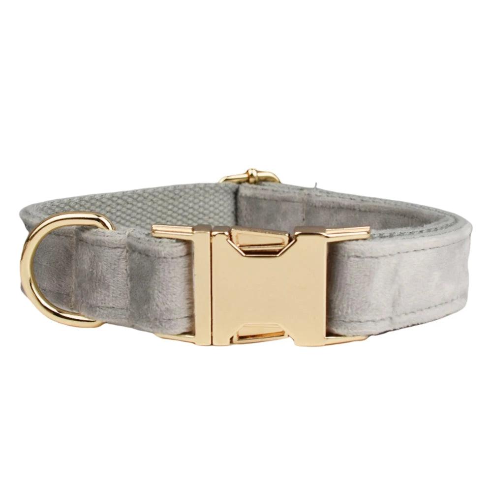Personalized Velvet Dog Collar Set
