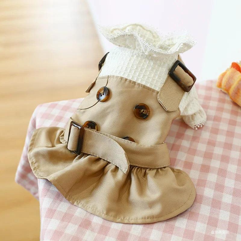 Khaki Button Pet Skirt