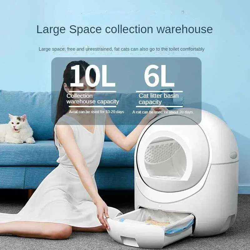 Smart Self-Cleaning Cat Litter BoxDescription:
No more scooping! This extra-large, fully enclosed automatic litter box quietly cleans itself, controls odors, and provides a stress-free, hygienic spaRegal Pet PalaceRegal Pet PalaceSmart Self-Cleaning