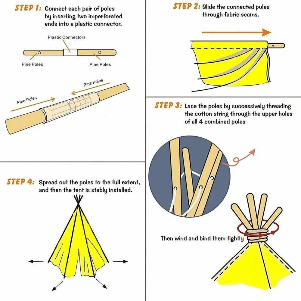 Kids Portable Tipi Play Tent