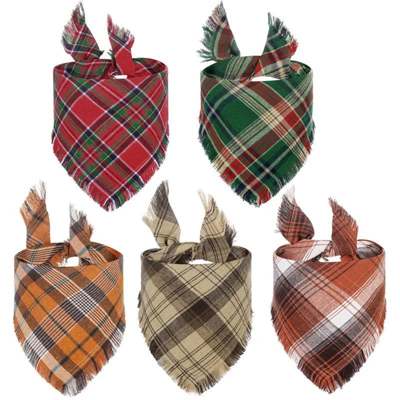 Plaid Dog Bandana Set