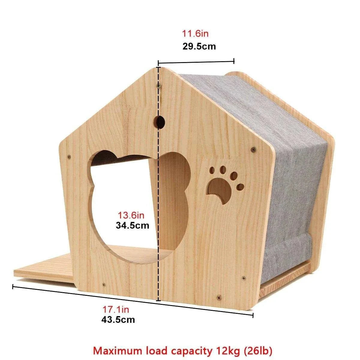 Wall-Mounted Cat Climbing TreeDescription:
Transform your home into a feline paradise with this cat tree. Featuring climbing shelves, a hammock, and a cozy house, your kitten will love their newRegal Pet PalaceRegal Pet PalaceWall-Mounted Cat