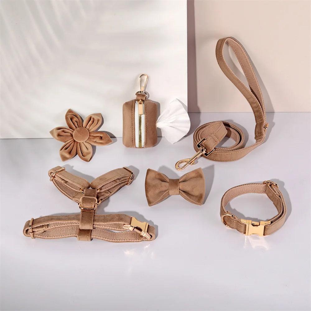 Soft Velvet Pet Harness Set
