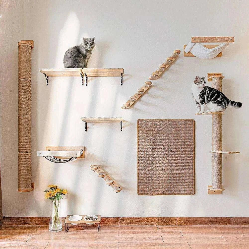 Wall-Mounted Cat Climbing ShelfDescription:
Elevate your cat’s playtime with this four-step wall-mounted stairway. Perfect for climbing, scratching, and resting, it transforms any wall into a verRegal Pet PalaceRegal Pet PalaceWall-Mounted Cat