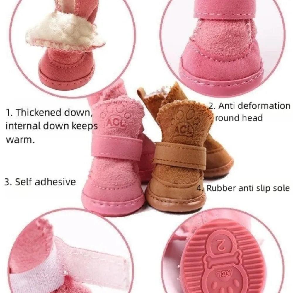 Warm Fleece Dog Snow Boots