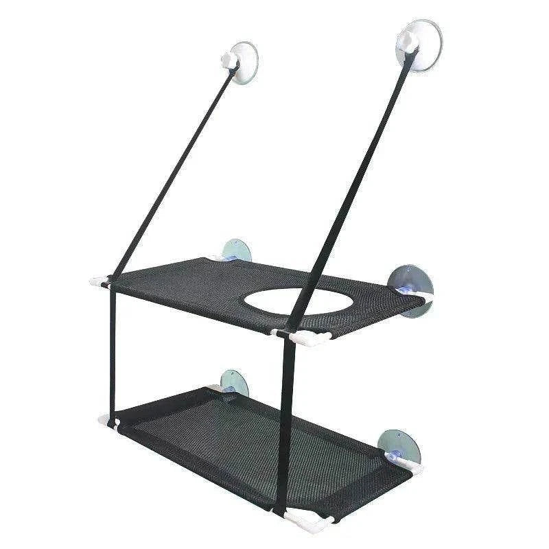 Double-Decker Cat Hammock BedDescription:
Give your cat the ultimate sunbathing spot with this double-decker hammock. Suction cup mounts securely to the window, offering a cozy space for loungiRegal Pet PalaceRegal Pet PalaceDouble-Decker Cat
