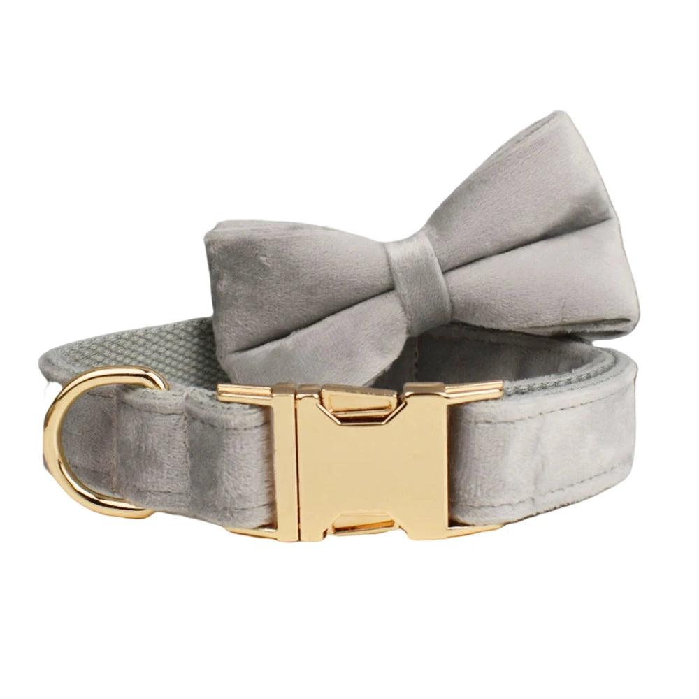 Personalized Velvet Dog Collar Set