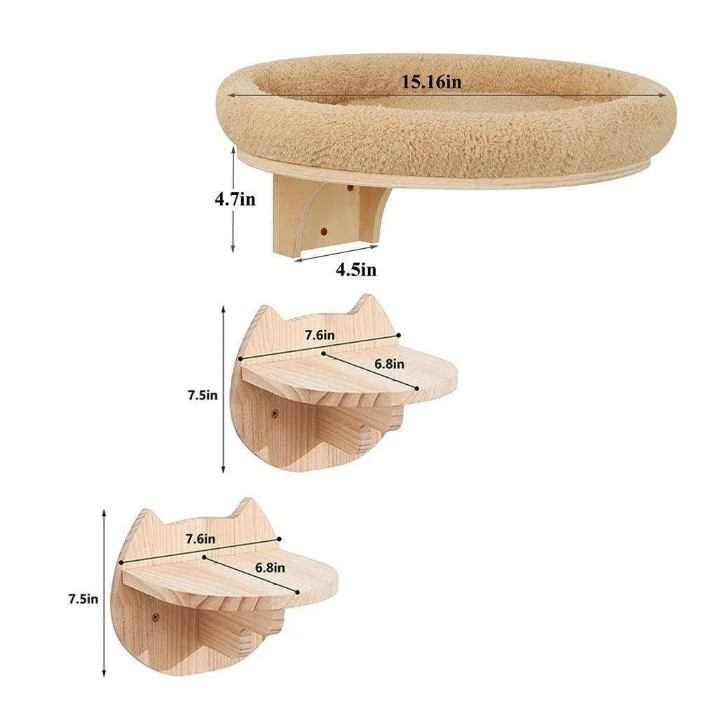 Wall-Mounted Cat Climbing LadderDescription:
Give your cat the ultimate climbing adventure with this stylish wall-mounted ladder and hammock combo. Perfect for active cats who love to explore and Regal Pet PalaceRegal Pet PalaceWall-Mounted Cat
