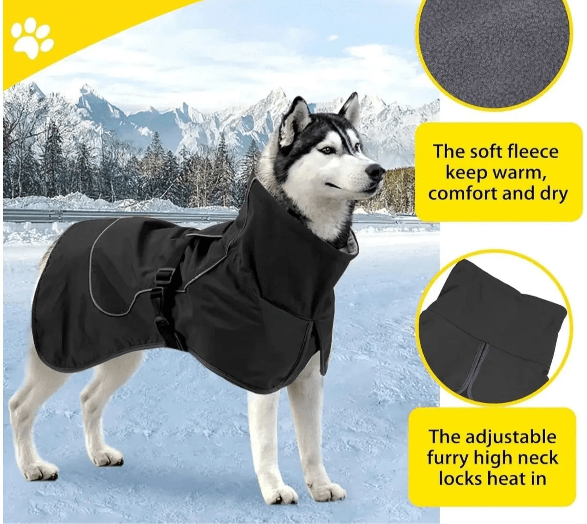 Waterproof Dog Jacket with Fleece