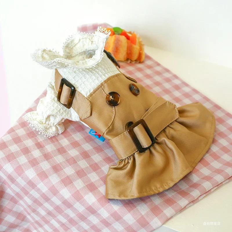 Khaki Button Pet Skirt