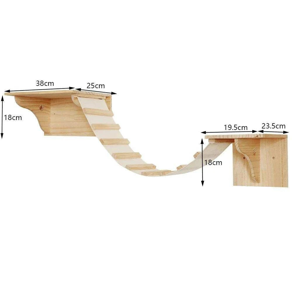 Wall-Mounted Cat Climbing TreeDescription:
Transform your home into a feline paradise with this cat tree. Featuring climbing shelves, a hammock, and a cozy house, your kitten will love their newRegal Pet PalaceRegal Pet PalaceWall-Mounted Cat