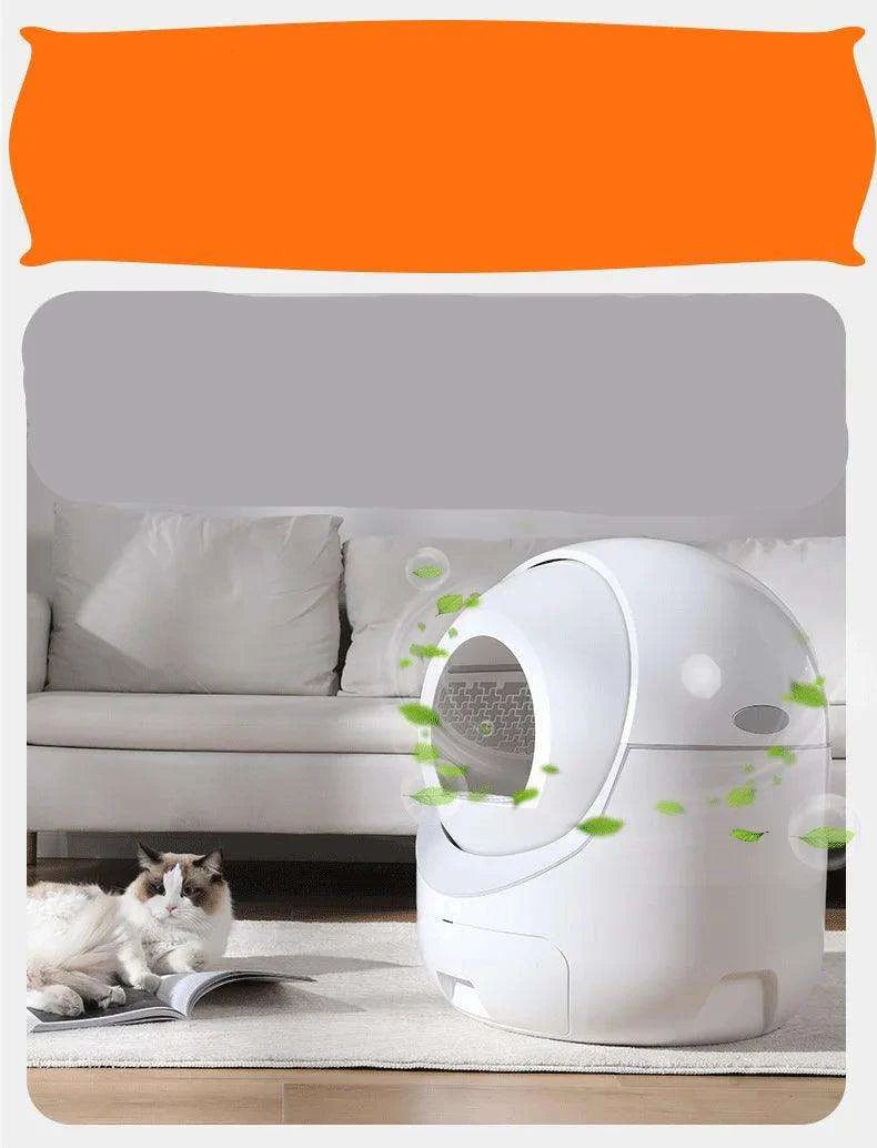 Smart Self-Cleaning Cat Litter BoxDescription:
No more scooping! This extra-large, fully enclosed automatic litter box quietly cleans itself, controls odors, and provides a stress-free, hygienic spaRegal Pet PalaceRegal Pet PalaceSmart Self-Cleaning