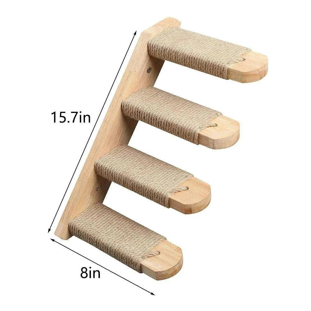 Wall-Mounted Cat Climbing ShelfDescription:
Elevate your cat’s playtime with this four-step wall-mounted stairway. Perfect for climbing, scratching, and resting, it transforms any wall into a verRegal Pet PalaceRegal Pet PalaceWall-Mounted Cat