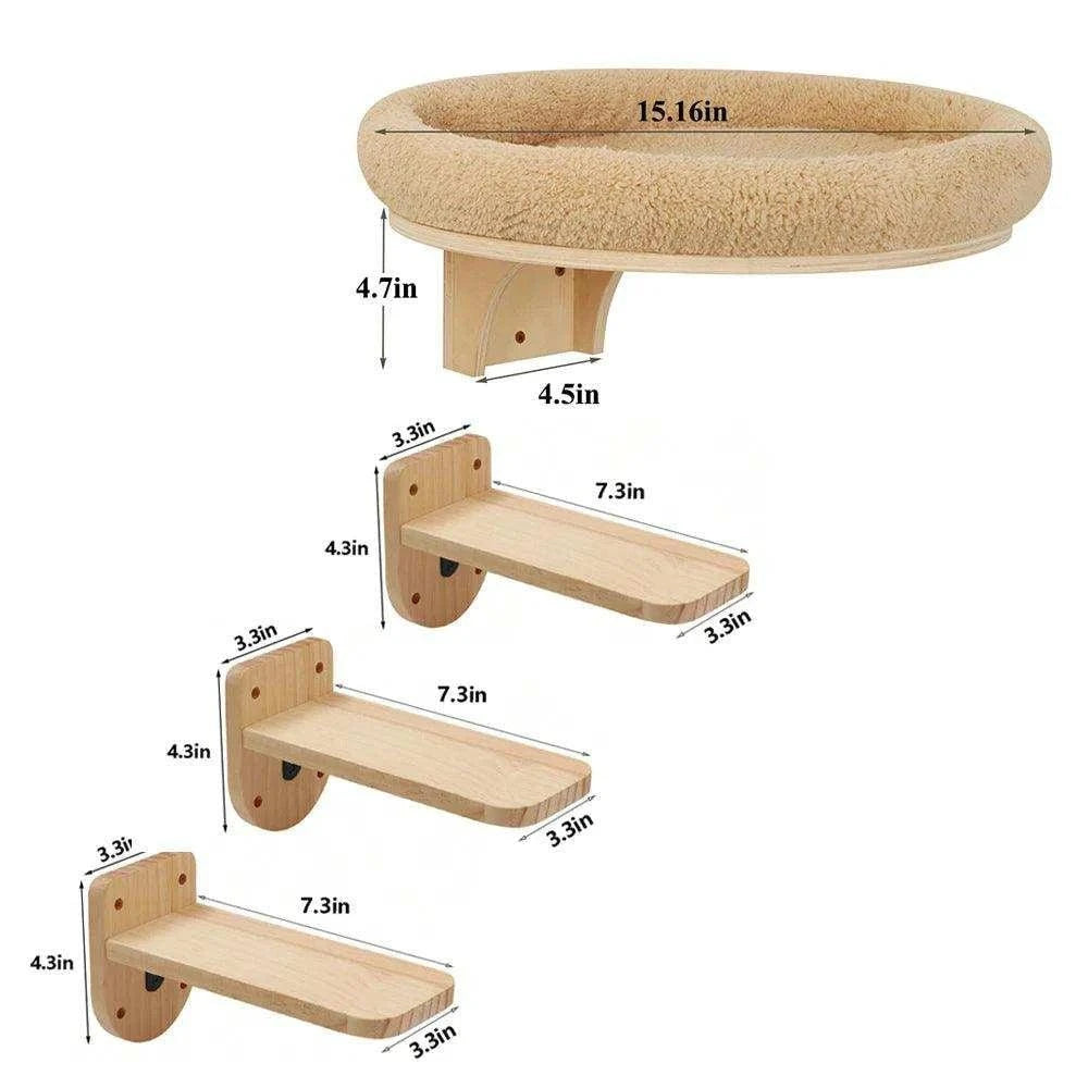 Wall-Mounted Cat Climbing LadderDescription:
Give your cat the ultimate climbing adventure with this stylish wall-mounted ladder and hammock combo. Perfect for active cats who love to explore and Regal Pet PalaceRegal Pet PalaceWall-Mounted Cat