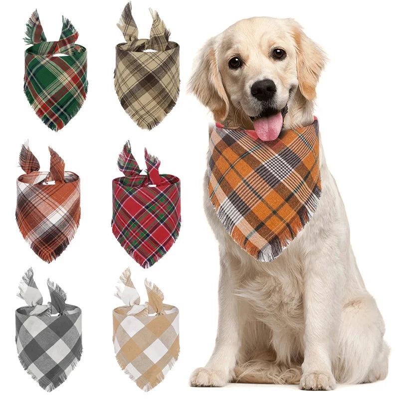 Plaid Dog Bandana Set