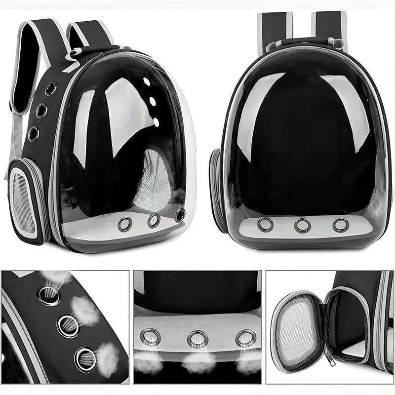Transparent Cat Travel BackpackDescription:
Turn every outing into an adventure! This breathable, lightweight backpack gives your cat a panoramic view while keeping them safe and comfortable on tRegal Pet PalaceRegal Pet PalaceCat Travel Backpack