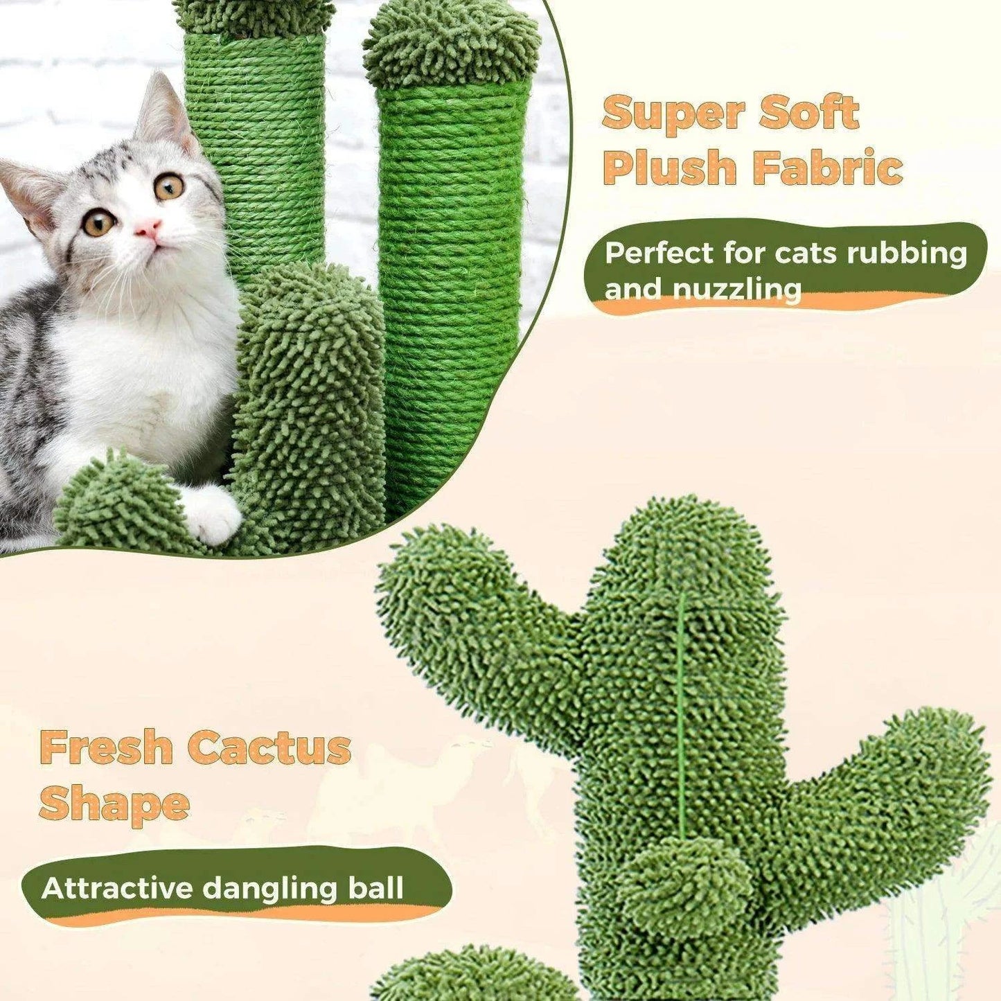 Cactus Cat Scratcher PostDescription:
Transform your cat’s scratching routine into fun! This cactus-shaped cat scratcher features three scratching poles and a dangling interactive ball—perfeRegal Pet PalaceRegal Pet PalaceCactus Cat