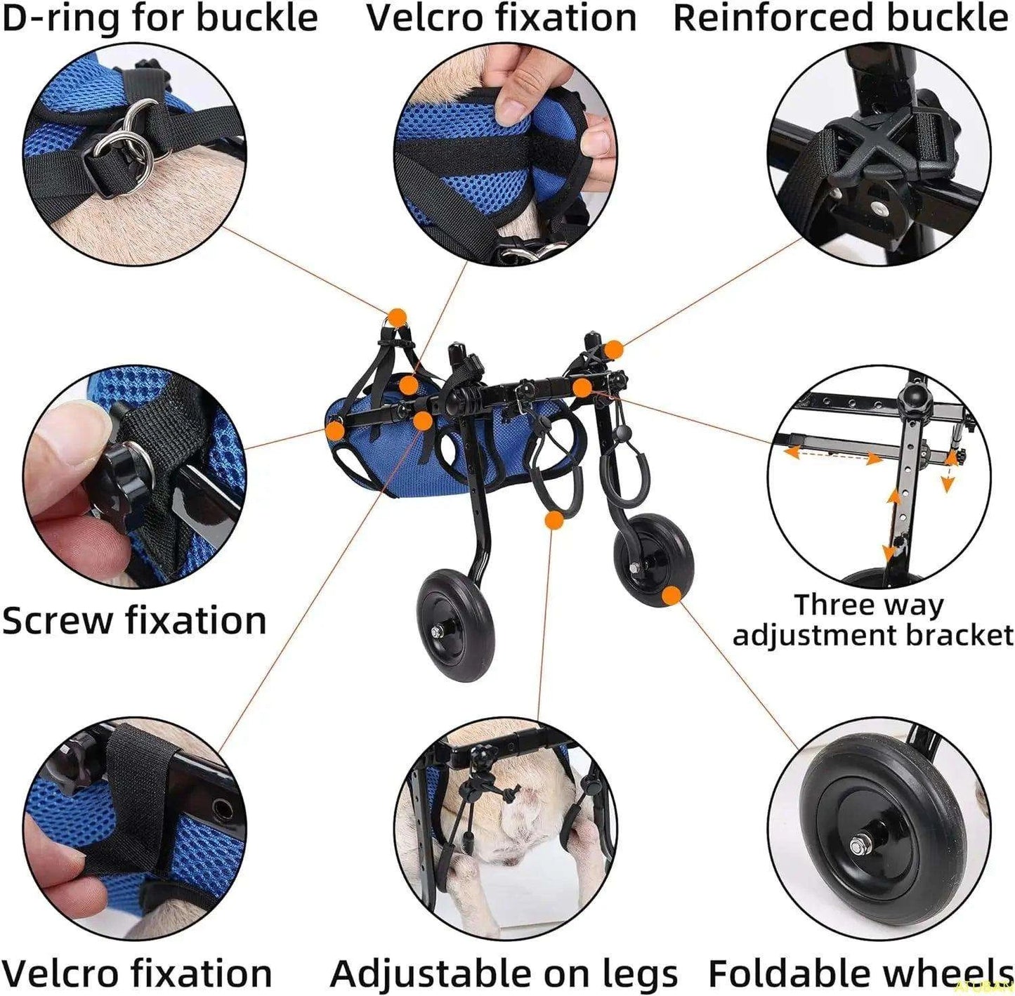 Adjustable Small Dog WheelchairDescription:
Give your disabled pet a second chance at mobility! This adjustable wheelchair helps small dogs regain independence, ensuring they stay active and happRegal Pet PalaceRegal Pet PalaceAdjustable Small Dog