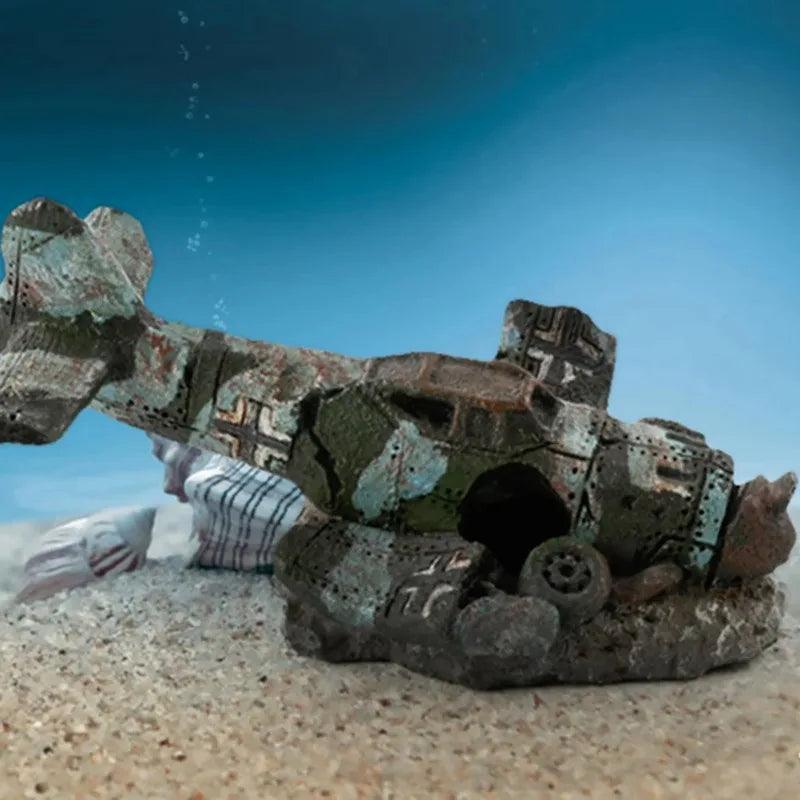 Mini Resin Plane Aquarium Décor