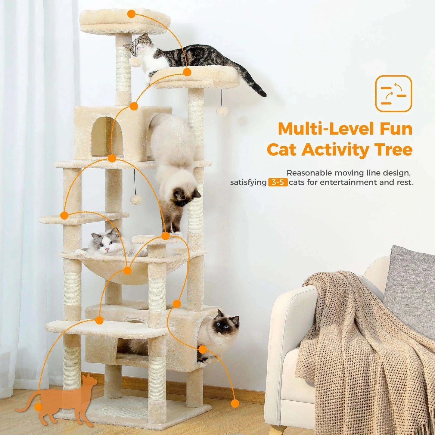 Large Cat Tree TowerDescription:
Give your cat the ultimate playground with this spacious multi-level tree. It’s designed for scratching, climbing, napping, and endless entertainment. PRegal Pet PalaceRegal Pet PalaceLarge Cat Tree