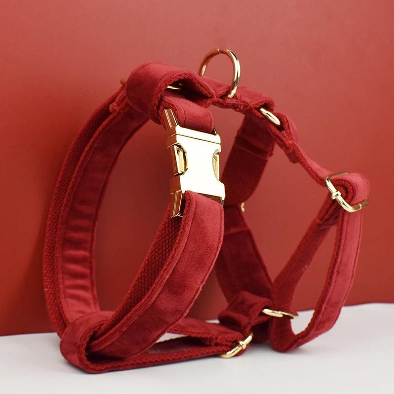 Cherry Red Velvet Dog Set