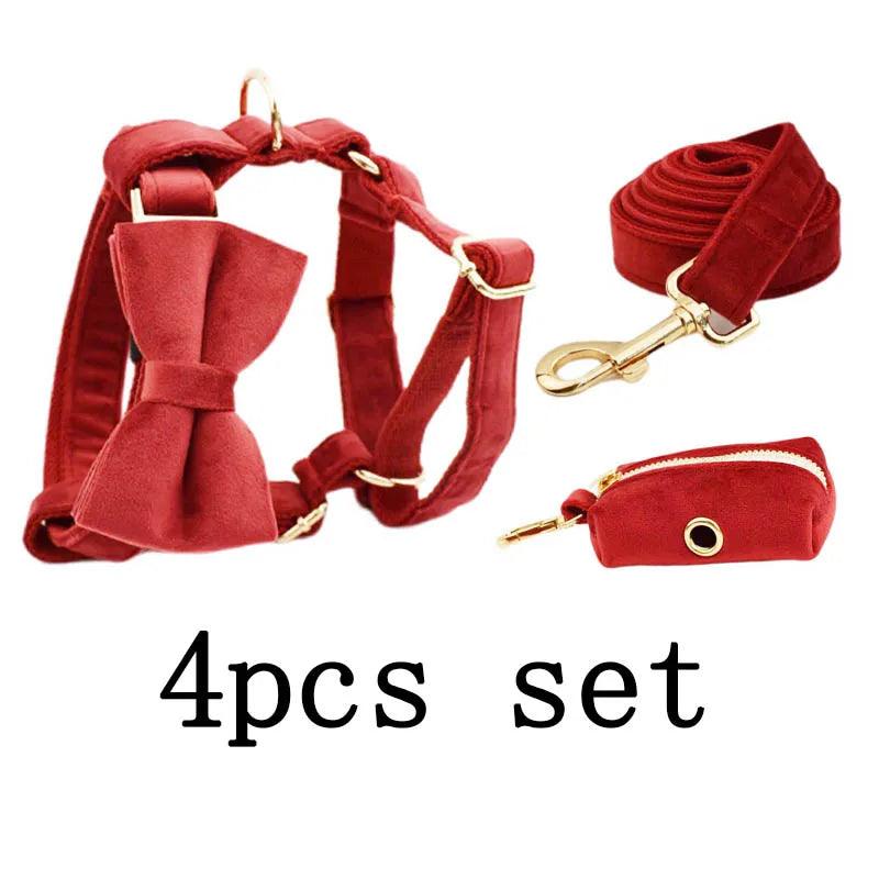 Cherry Red Velvet Dog Set