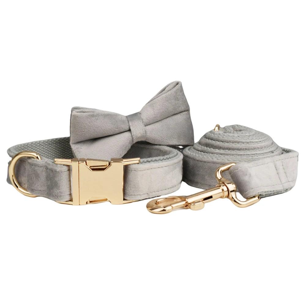 Personalized Velvet Dog Collar Set