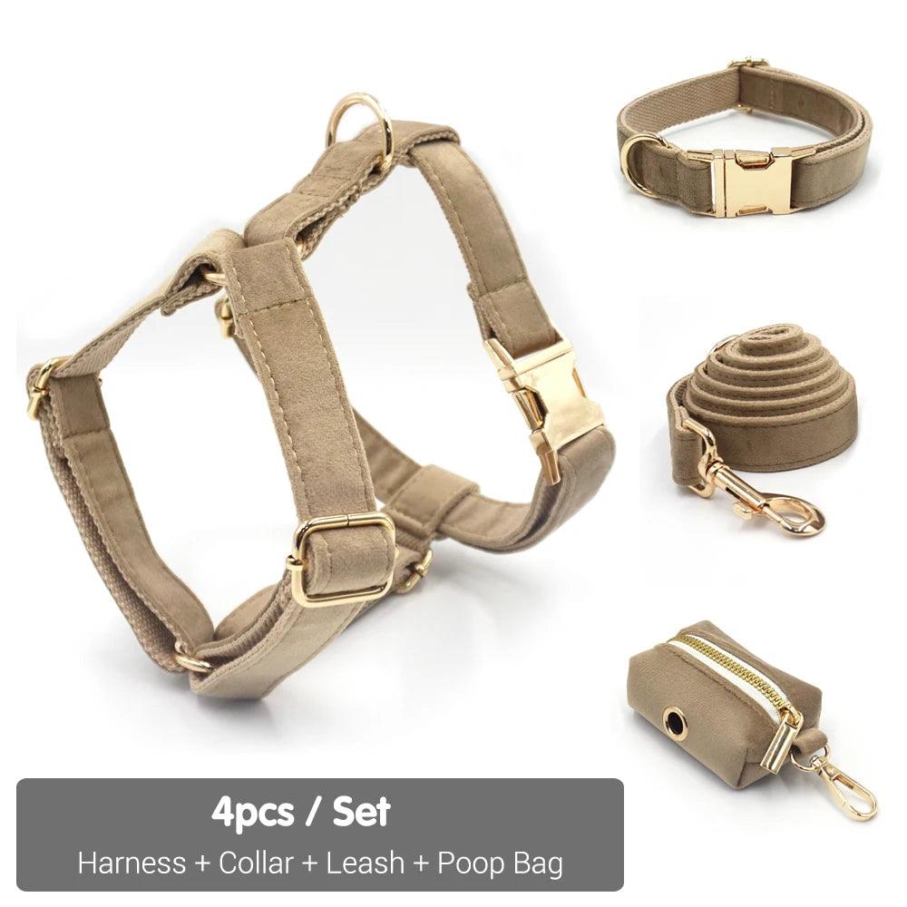 Soft Velvet Pet Harness Set