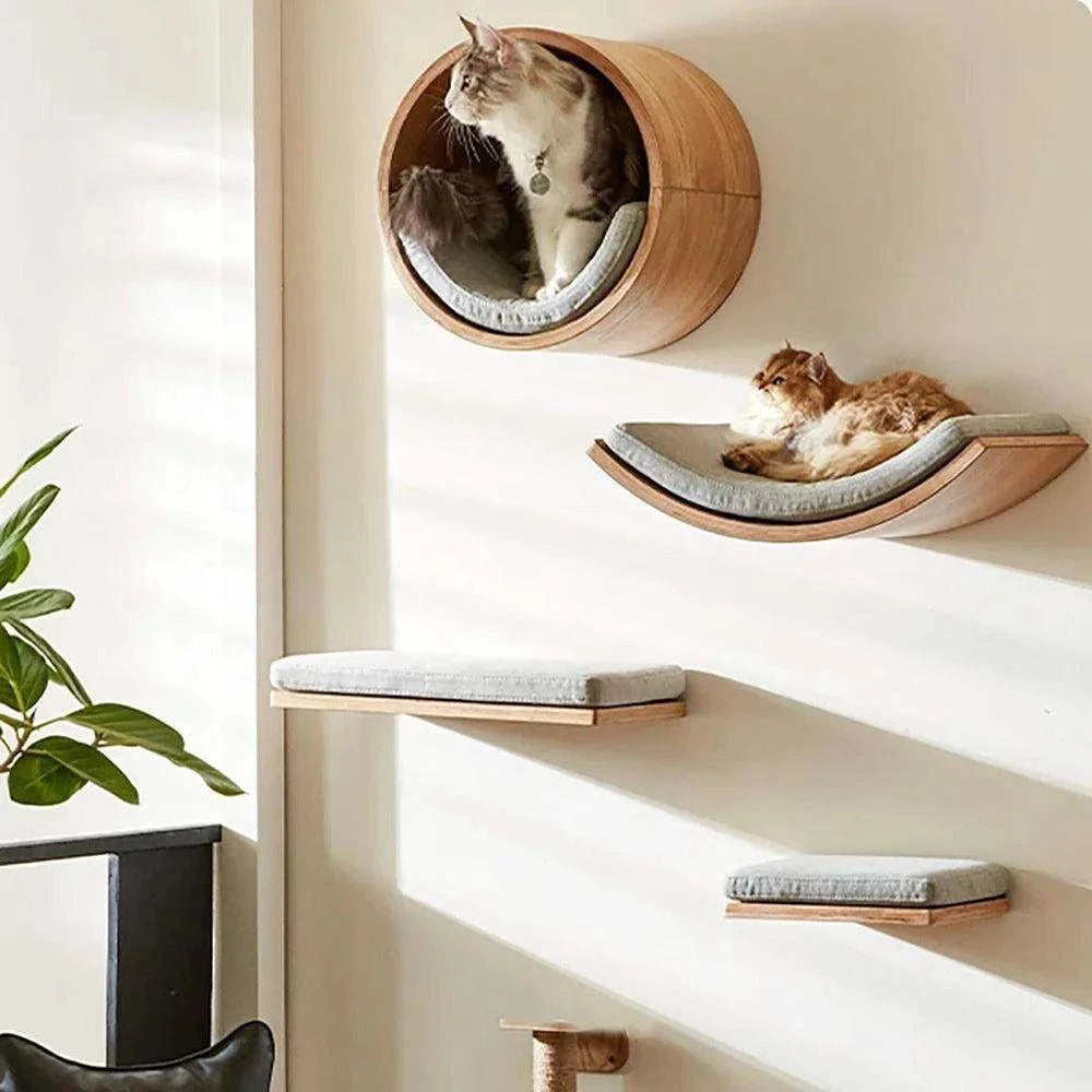 Wall Mounted Cat TreeDescription:
Give your cat the ultimate climbing adventure with this sleek wall-mounted cat tree. Perfect for active felines, it saves space and adds style while keRegal Pet PalaceRegal Pet PalaceWall Mounted Cat Tree