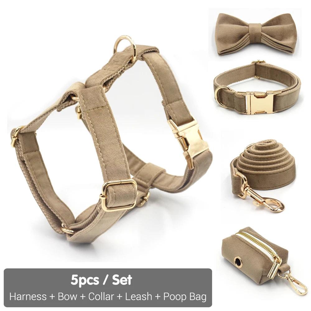 Soft Velvet Pet Harness Set