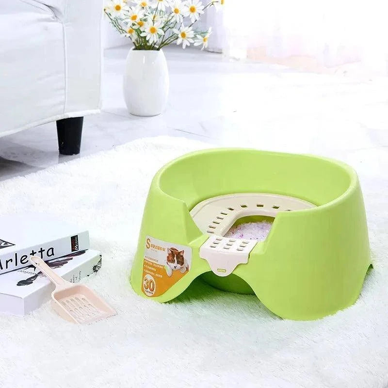Squatting Cat Litter BoxDescription:
Make your cat’s bathroom experience more comfortable with this semi-enclosed, double-deck litter box. Easy to clean and designed for hygiene, it keeps Regal Pet PalaceRegal Pet PalaceSquatting Cat