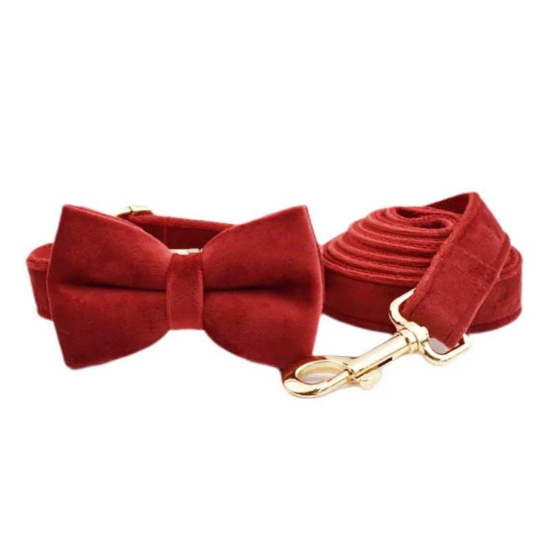 Cherry Red Velvet Dog Set