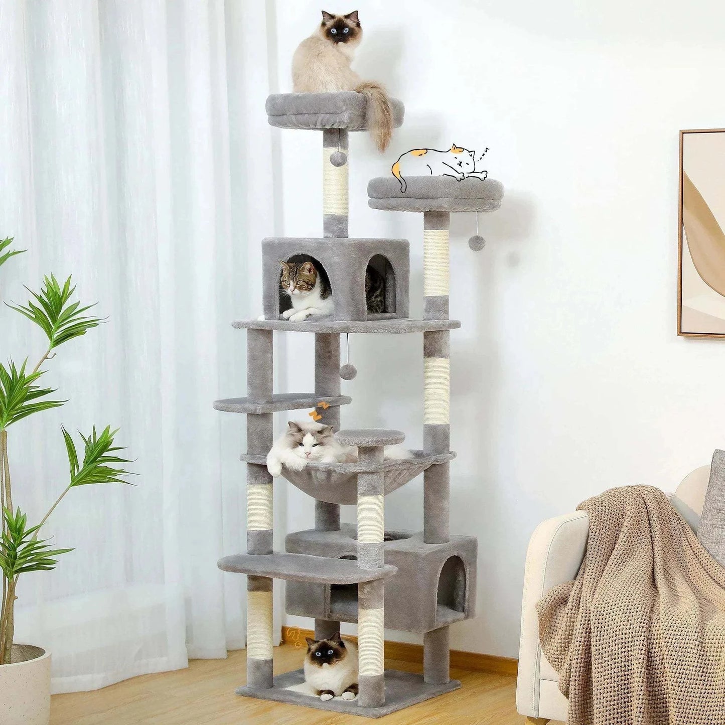 Large Cat Tree TowerDescription:
Give your cat the ultimate playground with this spacious multi-level tree. It’s designed for scratching, climbing, napping, and endless entertainment. PRegal Pet PalaceRegal Pet PalaceLarge Cat Tree