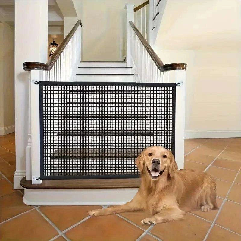 Folding Pet Safety BarrierDescription:
Create a safe zone for your pet! This breathable, foldable mesh fence with hooks is perfect for blocking stairs and doorways, giving your dog a secure Regal Pet PalaceRegal Pet PalaceFolding Pet Safety